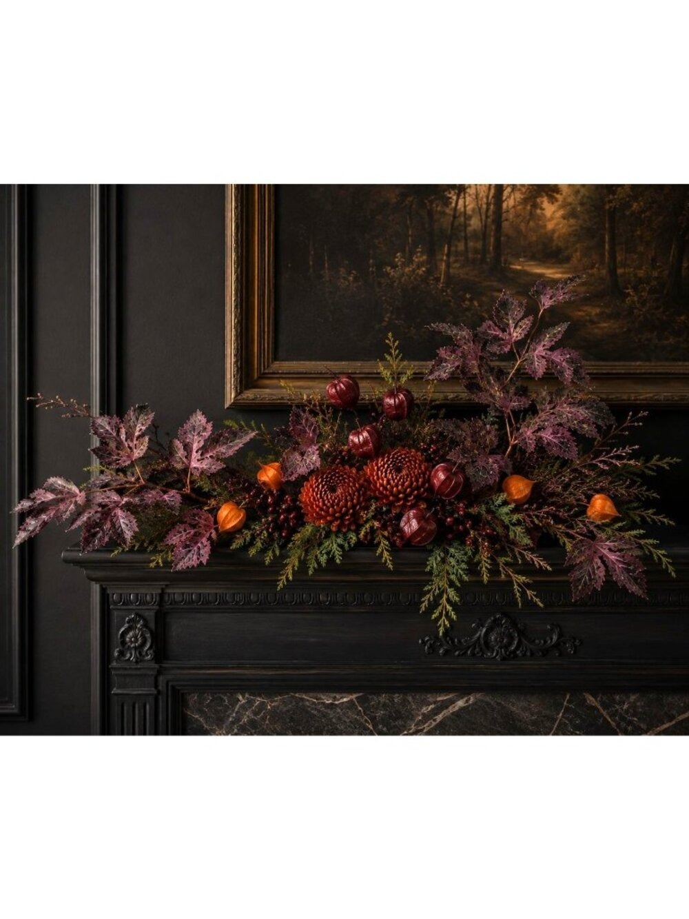 Purple Plum Burgundy Fall Leaf Stems Set of 2 23 Inch Artificial Silk Foliage - Picture 8 of 10